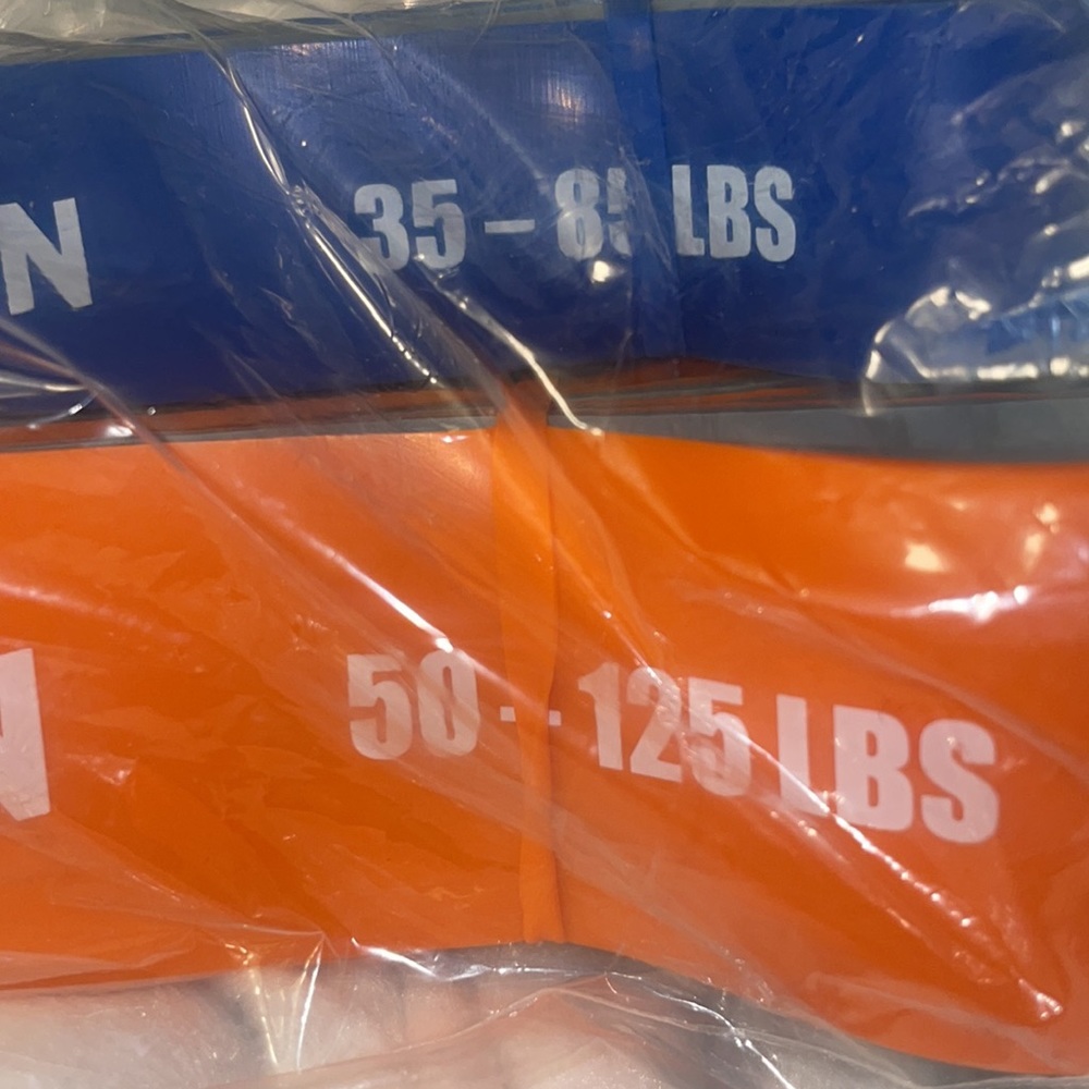 NWOT TITAN RESISTANCE BANDS ONLY ORANGE TITAN 50-125 #S & BLUE OLYMPIAN 35-85 #S